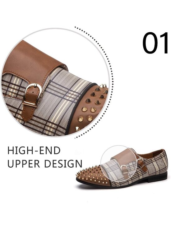 JITAI Men\'s Brown05 Elegant Rubber & Leather Penny Loafers Casual Formal Shoes main image 5